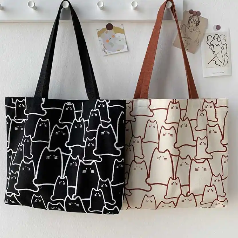 Túi Canvas Vintage – Phong cách cổ điển chưa bao giờ lỗi mốt 8 Tote mèo viền