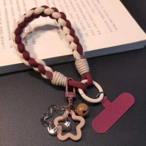 Dây móc điện thoại/móc chì khóa đan 2 màu kèm ông sao