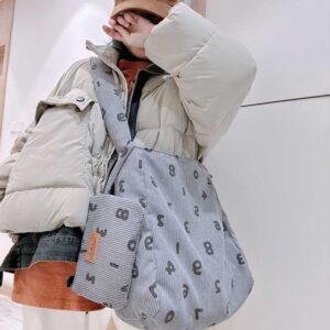 Tote nỉ kẻ họa tiết