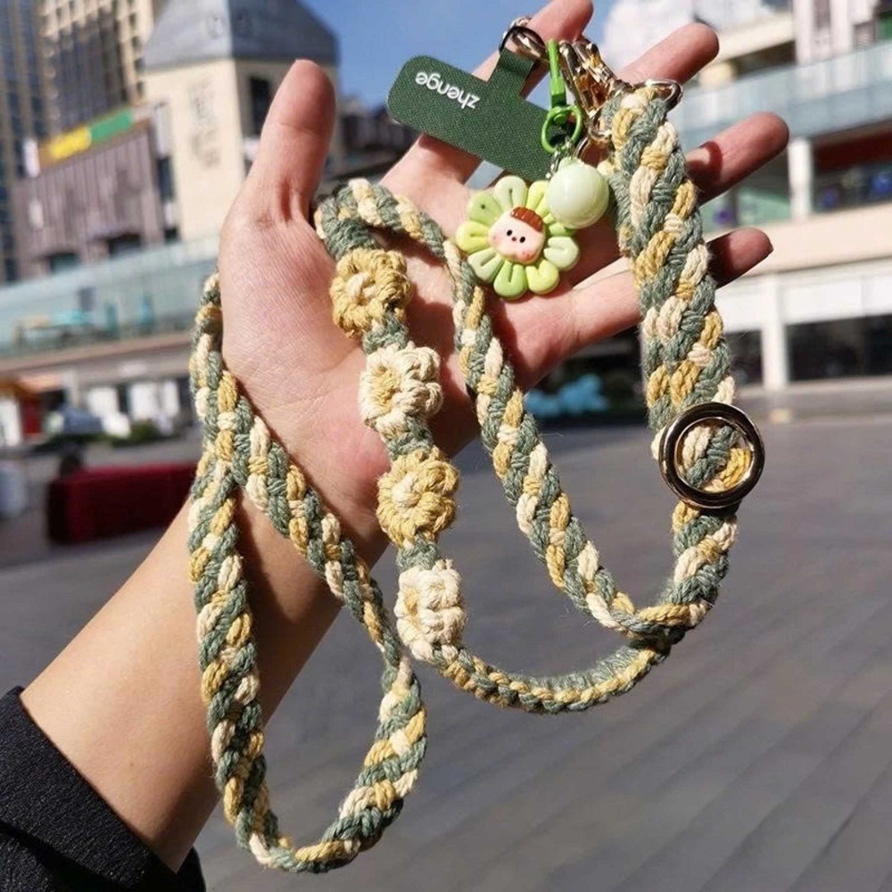 Dây đeo điện thoại/ túi đan điểm hoa 4 14 8