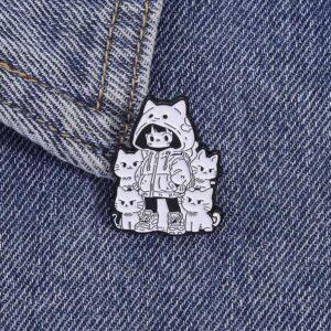 Pin cài trang trí túi, balo, áo, nón… cô gái mèo