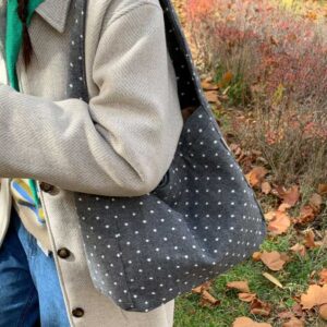 Tote chấm bi xám